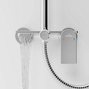 Invena Rikia, zuhanyszett 3 funkciós karos keverőcsappal, kézi és fejzuhannyal, króm, INV-AU-24-B01-G