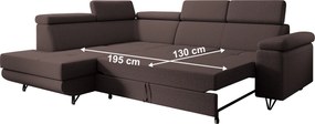 Kinyitható ülőgarnitúra, barna, balos, JOGI ROH