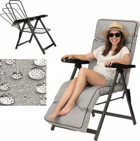 Kerti napozóágy párnával Összecsukható kerti szék párnával és lábtartóval