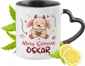 Fekete bögre szív alakú füllel Oscarnak Ideális Ajándék