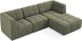 Zöld buklé sarokkanapé (jobb oldali-heverő résszel) Aloha – Makamii