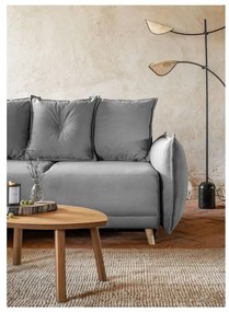 Szürke kordbársony kinyitható sarokkanapé (variálható) Lazy Lukka – Miuform