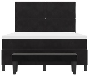 Box spring ágy matrac &amp; pad fekete 140x200 cm bársony