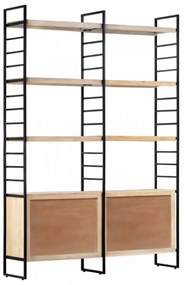 4-szintes tömör mangófa könyvespolc 124 x 30 x 180 cm