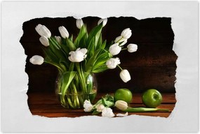 Poszterek 120x80 Fehér tulipánok Sötét háttér