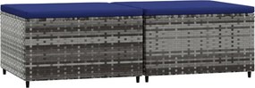 vidaXL 2 db szürke polyrattan kerti lábtartó párnával