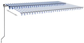 kék és fehér kézzel kihúzható LED-es napellenző 500 x 300 cm