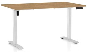 OfficeTech B állítható magasságú asztal, 120 x 80 cm, fehér alap, köves tölgy