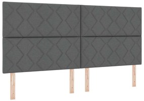 Ágykeret fejtámlával Sötétszürke 200 x 200 cm szövet