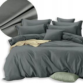 Ágyneműhuzat Garnitúra 200x220 2x Párnahuzat 70x80 Kétoldalas Sima Grafit