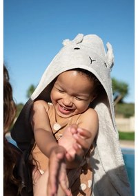 Szürke pamut kapucnis gyerek törölköző 76x76 cm Rabbit – Kindsgut