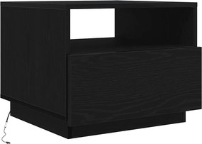 vidaXL fekete tölgyszínű dohányzóasztal LED-lámpákkal 50x49x40 cm