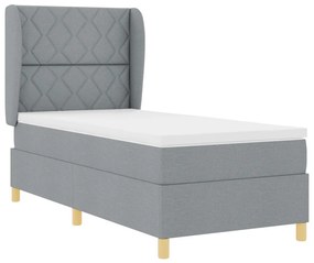 Boxspring Ágy Matrac Könnyű Szürke 90x190 cm Szövet