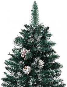 zöld vékony karácsonyfa valódi fával és fehér hóval 150 cm