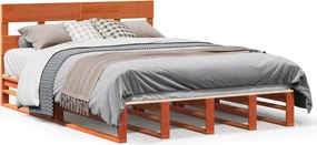 vidaXL viaszbarna tömör fenyőfa ágy matrac nélkül 135 x 190 cm