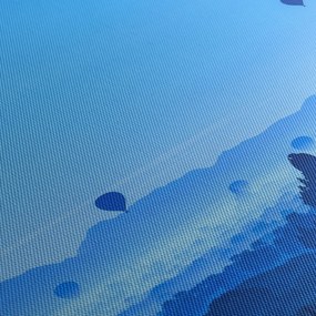 Kép - léggömbök a táj felett (120x50 cm)