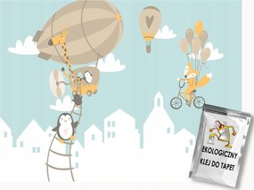 Fotótapéta Flizelina Gyerekek Repülés Léghajó Léggömb Állatok 400x280 ragasztó