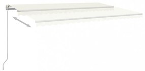 krémszínű kézzel kihúzható LED-es napellenző 500x350 cm