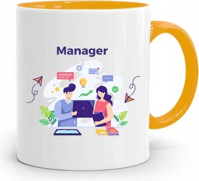 Menedzser Bögre Sárga Ajándék fényképes nyomtatással