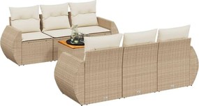 vidaXL 7 részes bézs polyrattan kerti ülőgarnitúra párnákkal