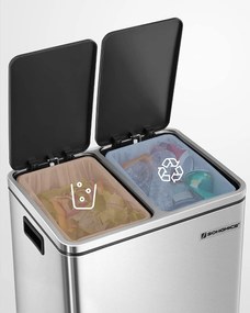 Szelektív szemeteskuka 2x15L, ezüst