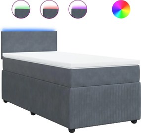 vidaXL sötétszürke bársony rugós ágy matraccal 90 x 200 cm