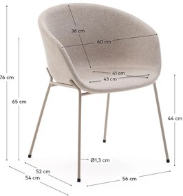 Bézs kárpitozott karfás étkezőfotel Yvette – Kave Home