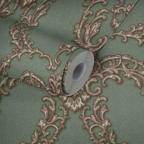 Vinyl tapéta flizelin klasszikus arany dísz zöld As Creation
