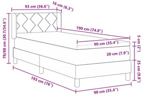 Boxspring Ágy Matracra Sötétszürkében - 90 x 190 cm, Szövet.