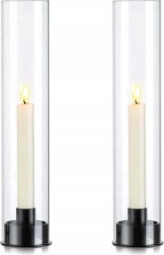 Gyertyatartó Kúpos Szett 2 Db-os Üveg Dekoratív Fekete