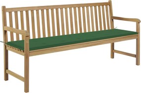 vidaXL tömör tíkfa kerti pad zöld párnával 175 cm