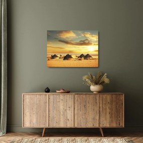 Üveg kép - Kunyhók a sivatagban (70x50 cm)