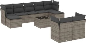 vidaXL 10 részes szürke polyrattan kerti ülőgarnitúra párnákkal