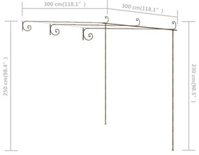 antik barna vas kerti pergola 3 x 3 x 2,5 m