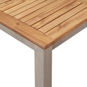 5 darabos kerti étkező szett tömör akácfából, Kültéri étkezőasztal 150x90x75 cm tömör akácfából, Összecsukható kerti székek 4 db tömör akácfa és acél