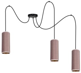 Láncos lámpa AVALO 3xE27/60W/230V pókháló rózsaszín/réz