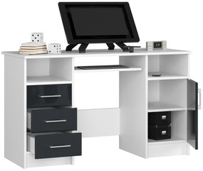 PC asztal Aziza  (fehér + fényes grafit). Akció -15%. 1069607