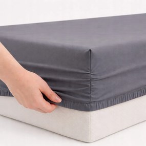 Gumis lepedő 90x200 30cm 100% Pamut Perkál Antracit MrTowel