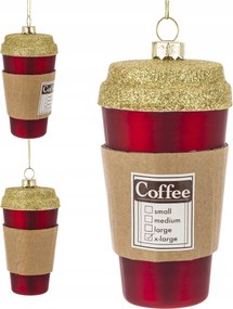 Üveggömb 10CM Karácsonyfa Kávé Bögre Kávé Karácsonyi Dekoráció Ajándék