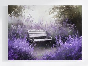 Poszter Tájkép Kert Park Levendula Pad Relaxáció Csend 100x75