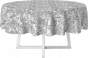 Cerata Abrosz Cerata Szürke Fehér Virágos Levelekkel Kerek Vastag Kör 140 cm