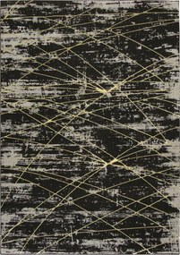 Elegáns Nappali Szőnyeg Arany Csíkos Csillogó Gyapjú A Szaunába 140x190 cm