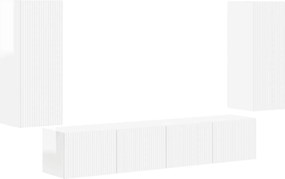 vidaXL TV falit kabinet szett 4 pcs Magas Fényű Fehér Faanyag
