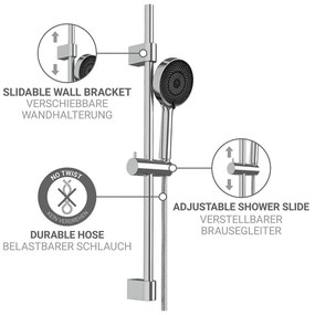 Ezüstszínű rozsdamentes acél zuhanyszett kézi tussal-tolható tartóval 70 cm Softwater – Wenko