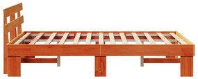 Ágykeret Fejtámlával Gyantázott Barna 120x200 cm Tömör Fenyő