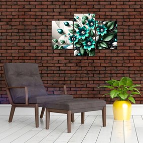 Kép - 3D türkiz virágok (90x60 cm)