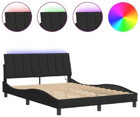fekete bársony ágykeret LED-világítással 120 x 200 cm