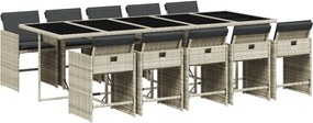 vidaXL 11 részes világosszürke polyrattan kerti ülőgarnitúra párnákkal