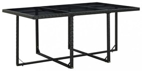 vidaXL 11-részes fekete polyrattan kültéri étkezőszett párnákkal