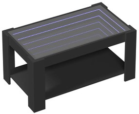 Fekete szerelt fa dohányzóasztal LED-del 93 x 53 x 45 cm